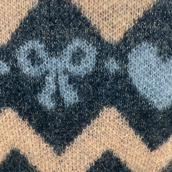 ALESSANDRA RICH NAVY MULTI 2023 CROPPED MOHAIR KNIT CARDIGAN SWEATER - Picture 4 of 6